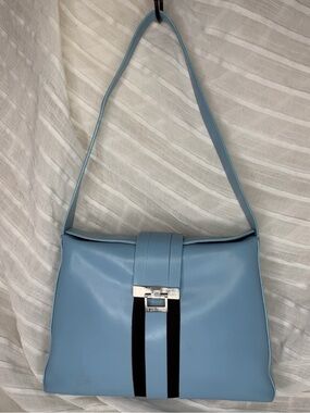 Vintage Via Borgospesso Milano Powder Blue Shoulder Bag Y2K Italian Minimalist